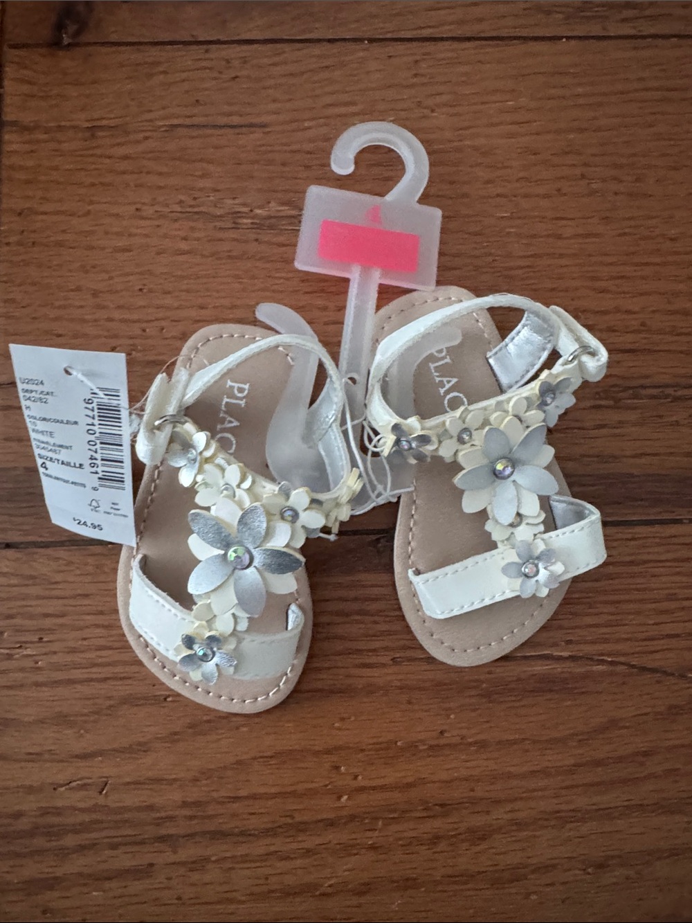 The Children's Place White and Silver Floral Toddler Sandals